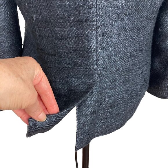 Eileen Fisher Open Blazer Jacket Womens 6 Black Silver Slubby Lined - Picture 9 of 11